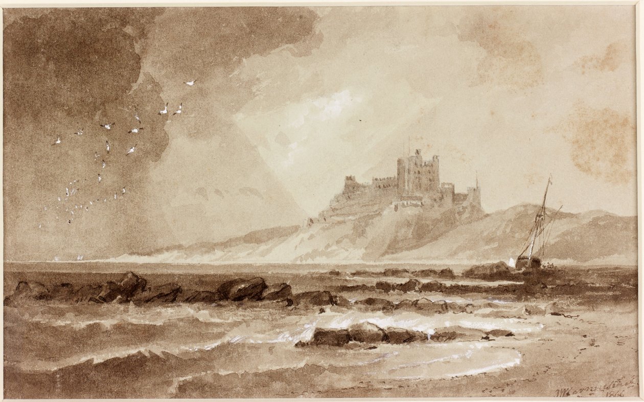 Bamburgh Castle von Norden von John Wilson Carmichael