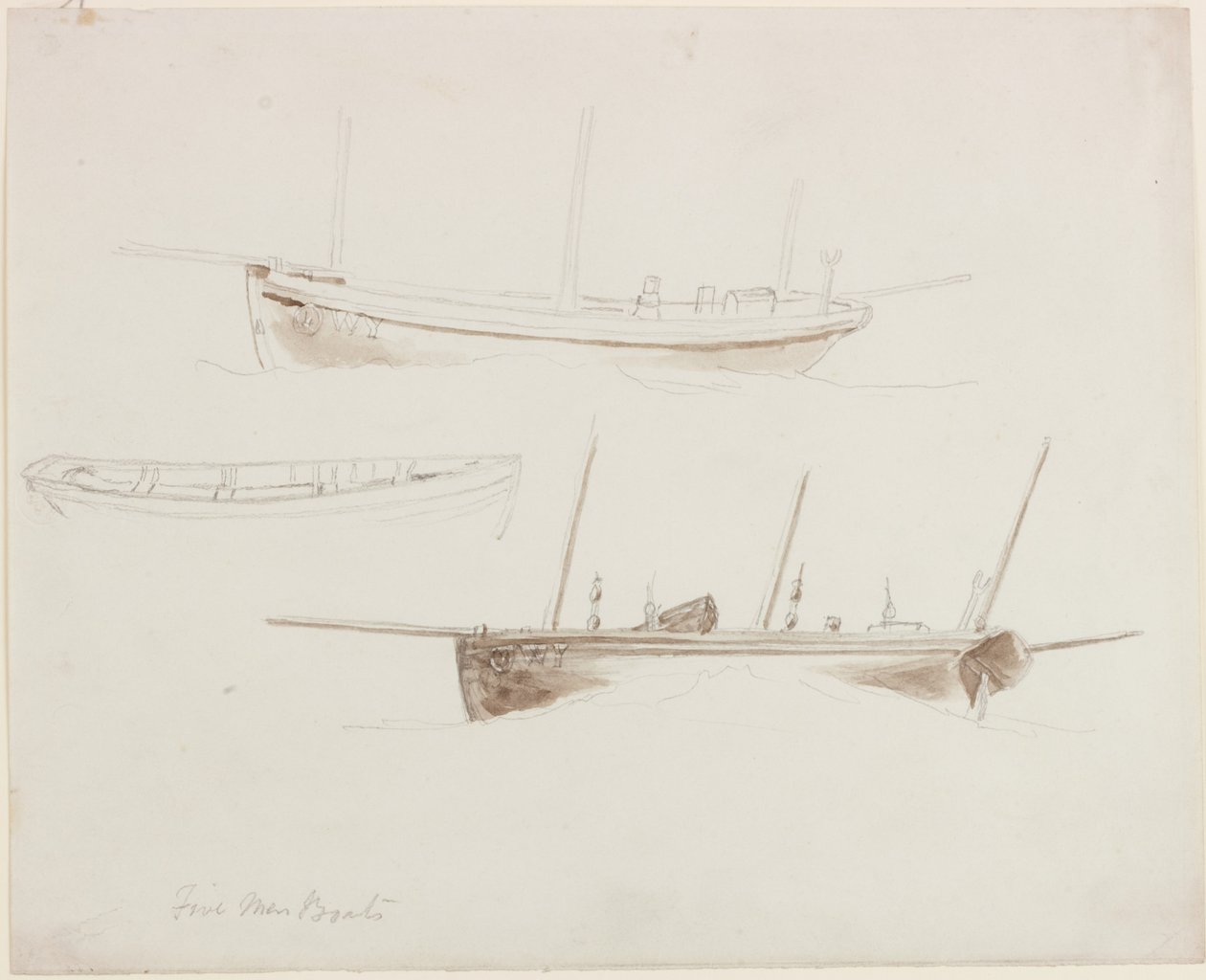 Fünf Männerboote von John Wilson Carmichael