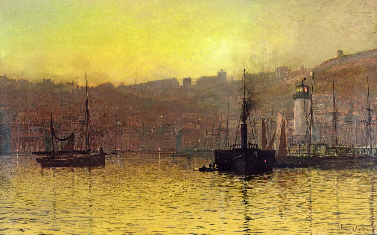 Einbruch der Nacht im Hafen von Scarborough von John Atkinson Grimshaw