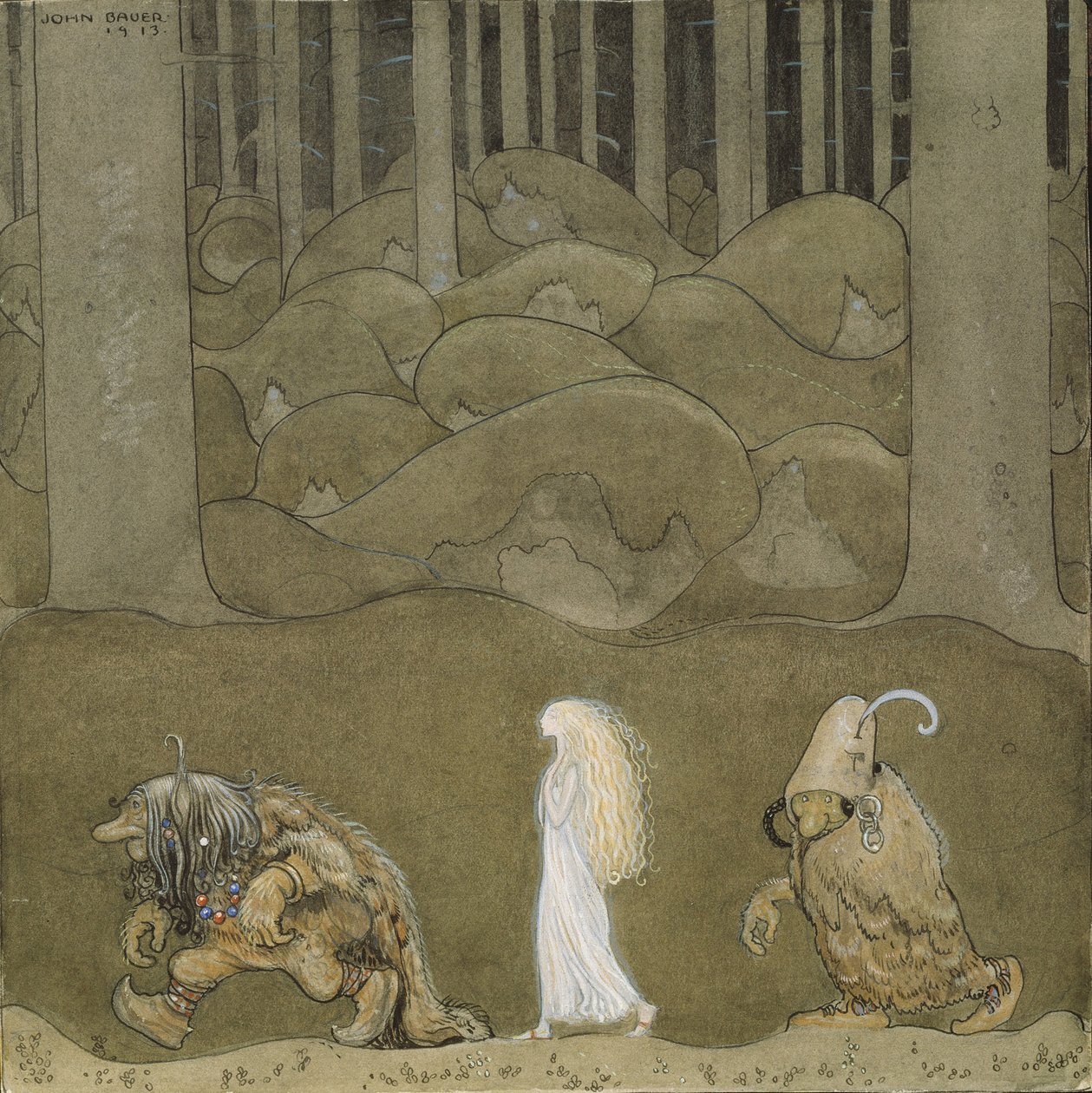 Die Prinzessin und die Trolle von John Bauer