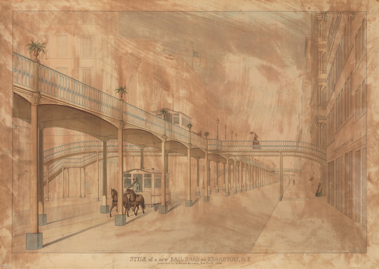 Hochbahn, Broadway, New York, 1861 von John Beigel