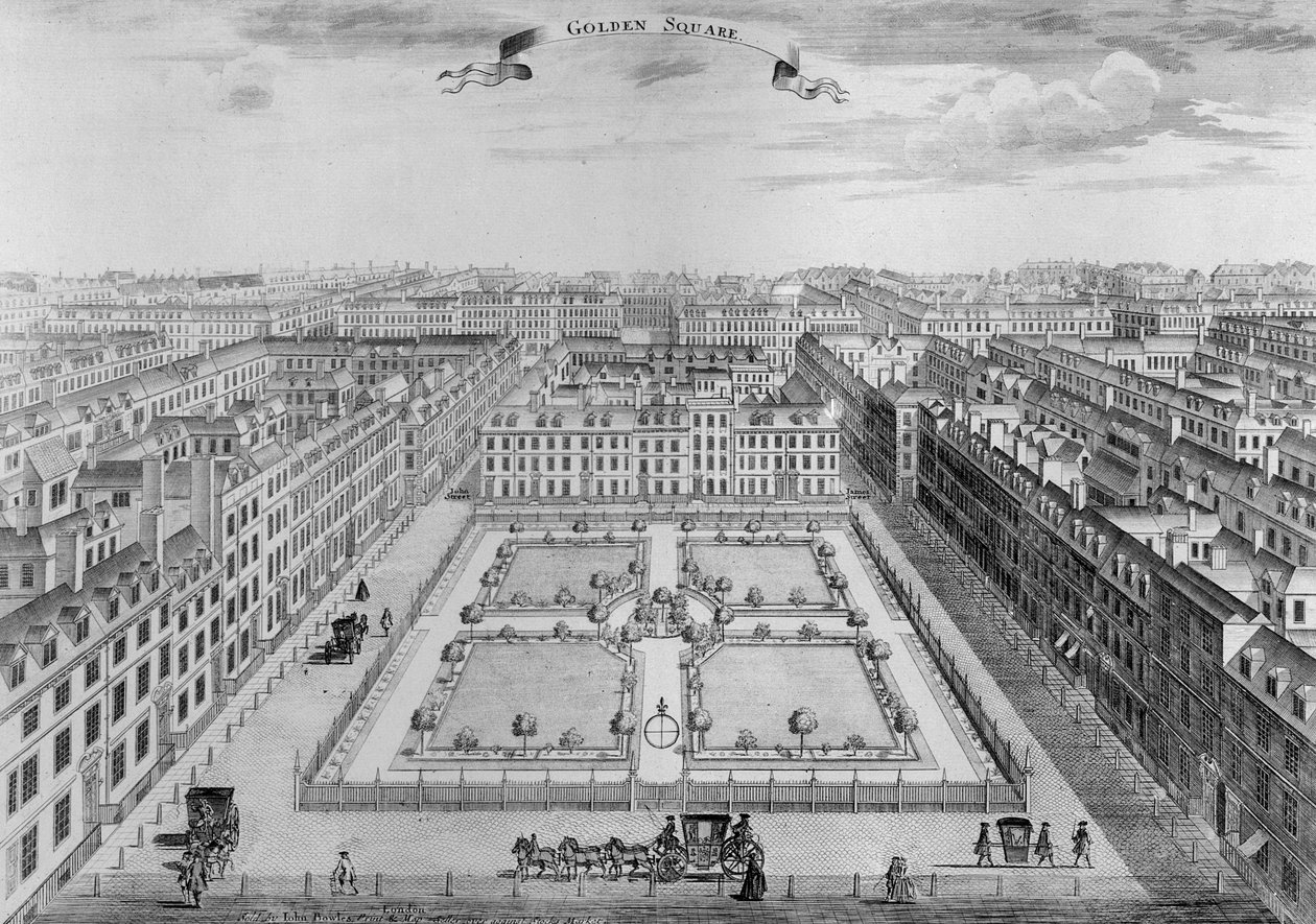 Golden Square, um 1725 von John Bowles