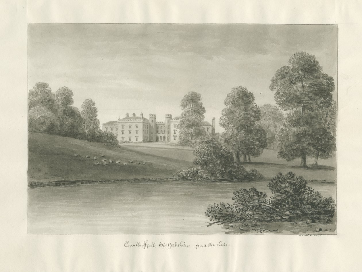 Enville Hall: Sepia-Zeichnung von John Buckler