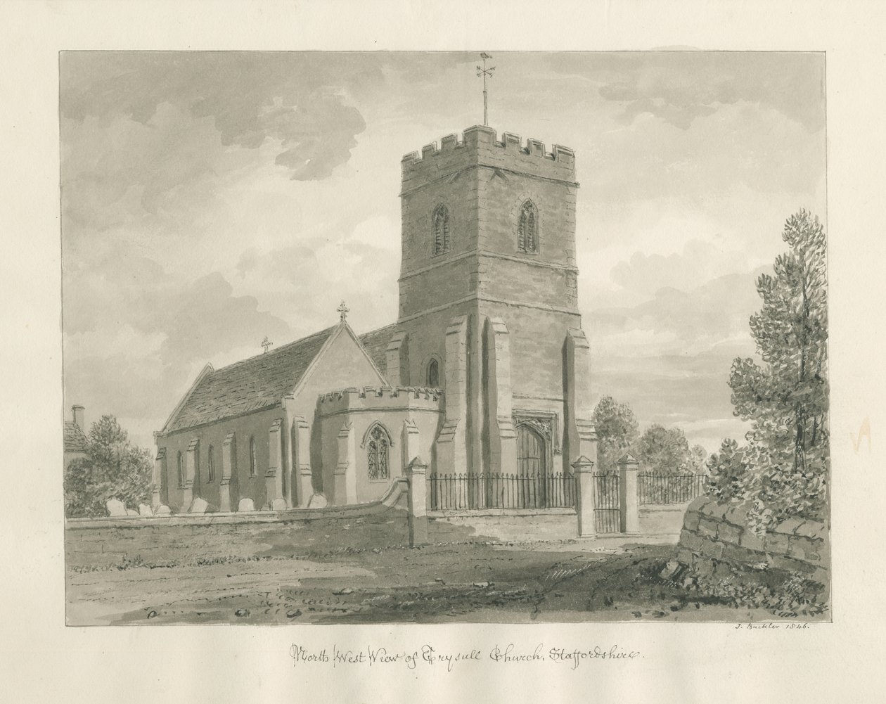 Trysull Kirche von John Buckler