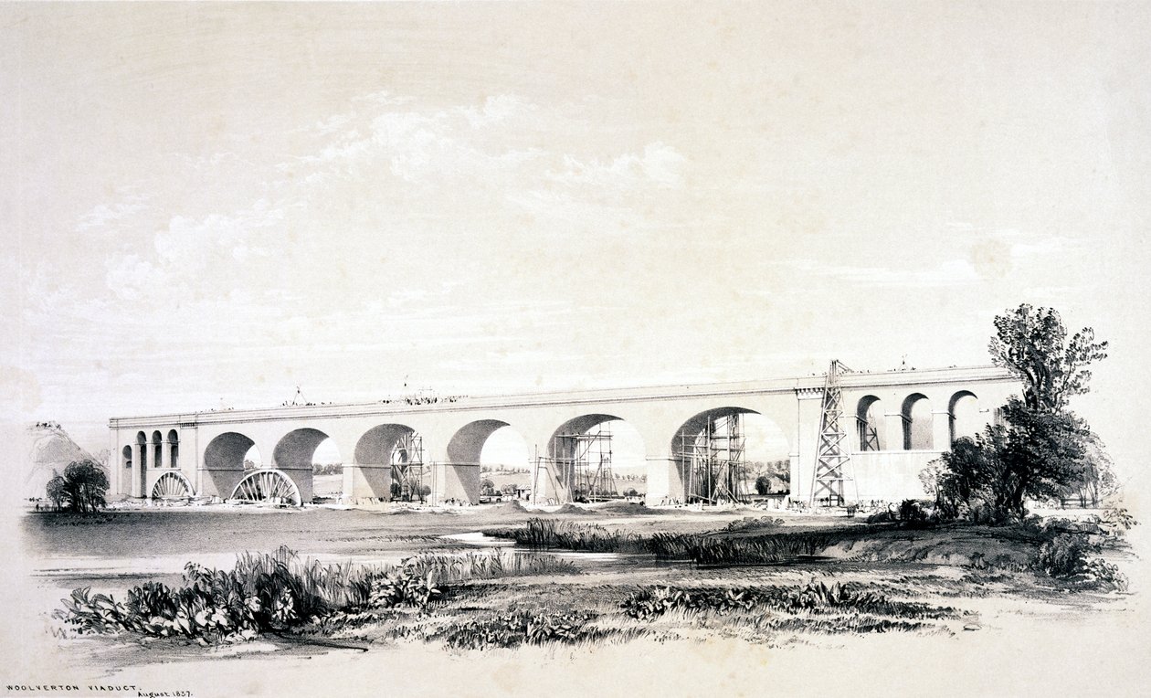 Wolverton Viadukt, August 1837 von John Cooke Bourne