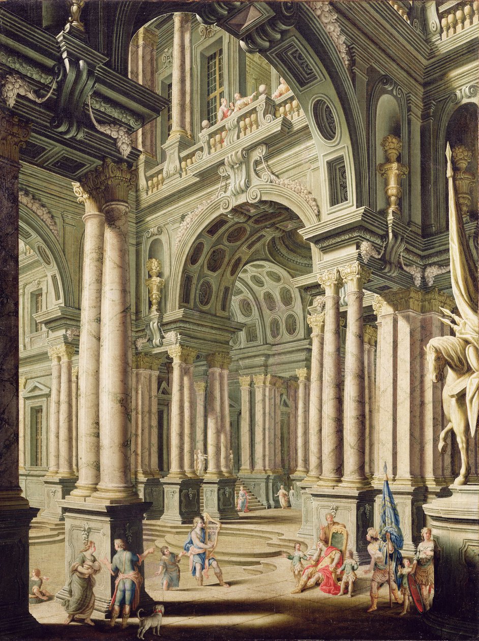 Imaginärer Palast mit David vor Saul von John Devoto