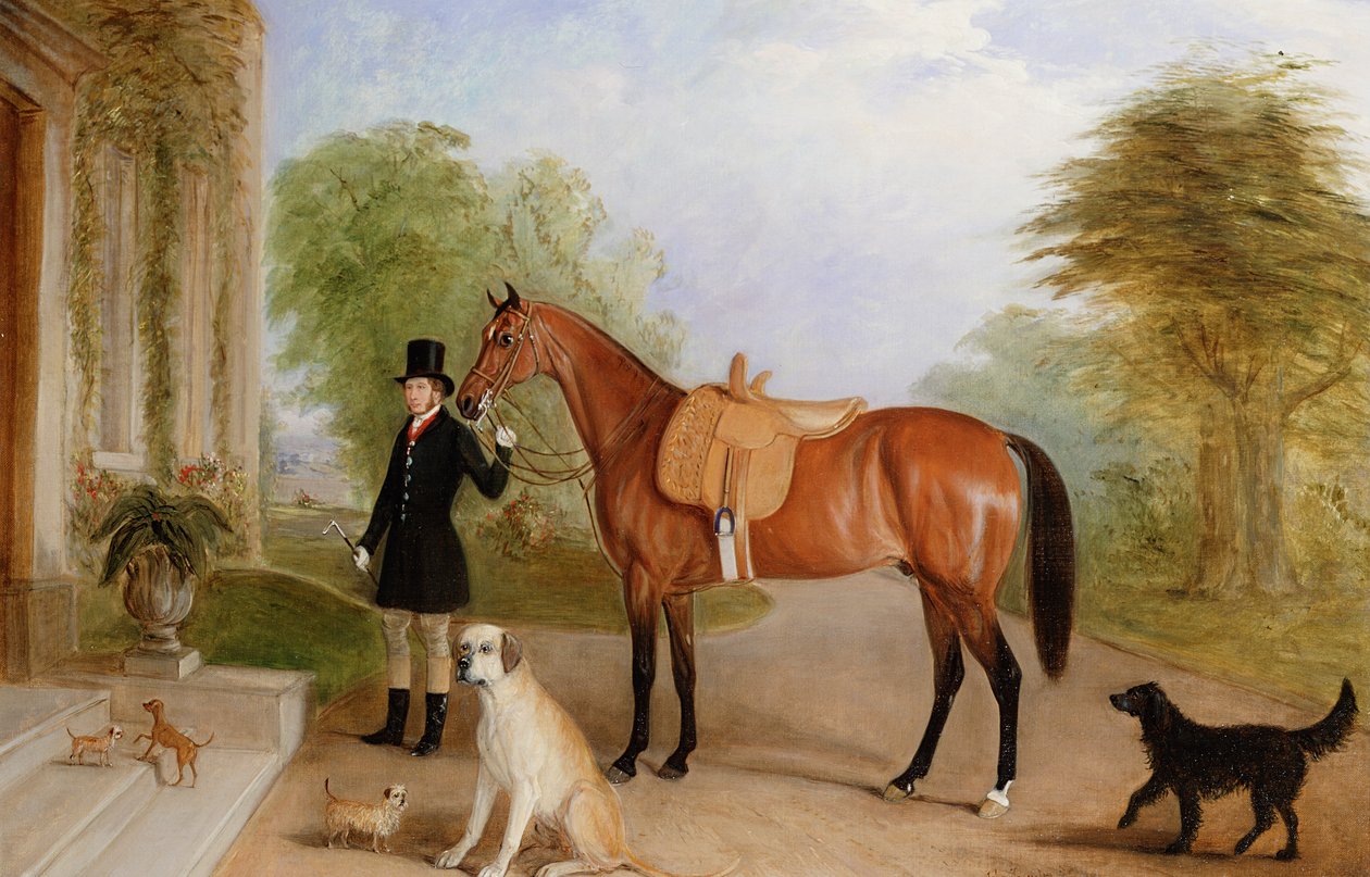 Ein Stallknecht mit einem Pferd von John E. Ferneley