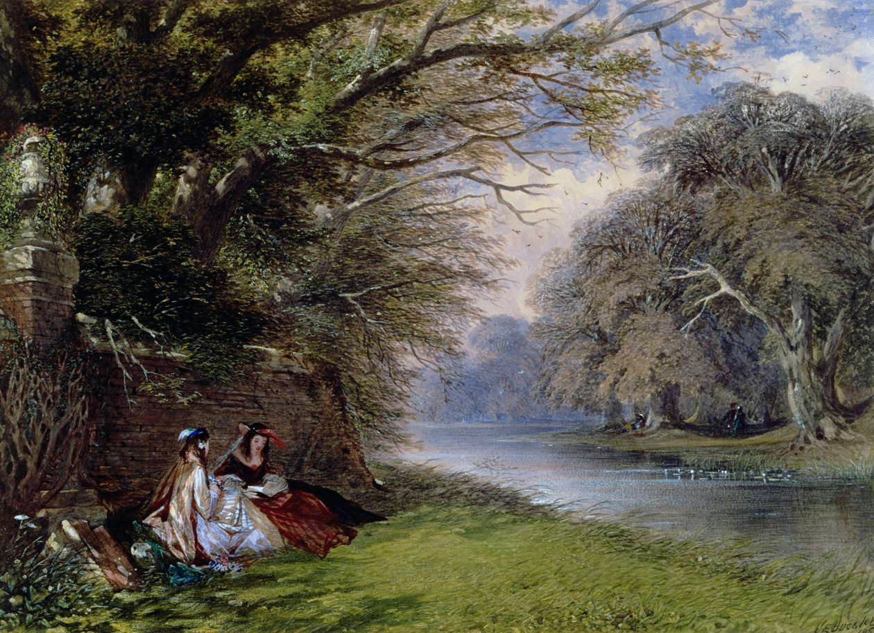 Junge Damen an einem Fluss von John Edmund Buckley