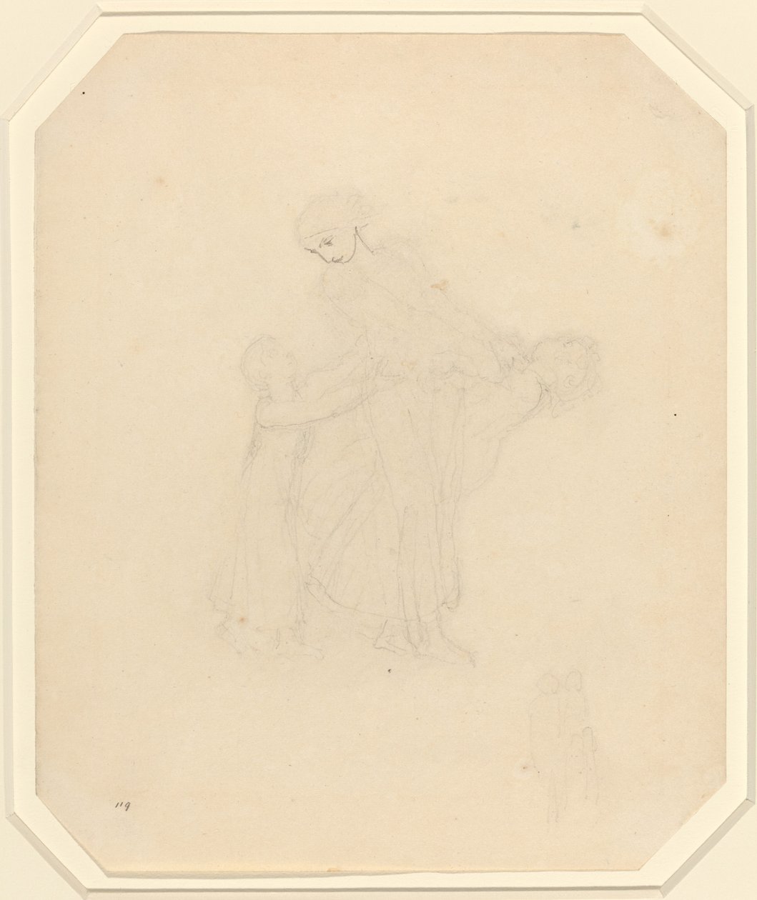 Erwachsener und zwei Kinder von John Flaxman