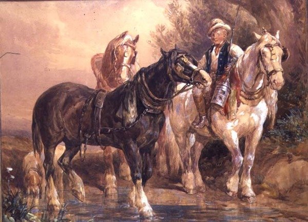 Junge und Kaltblutpferde von John Frederick Tayler