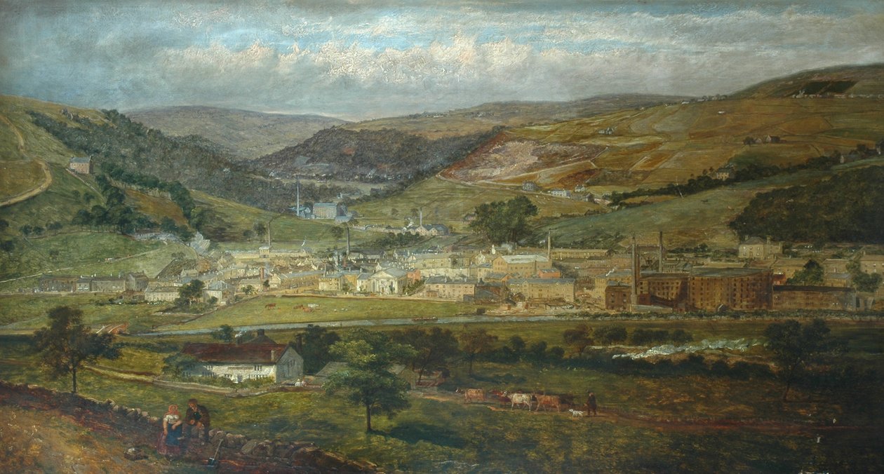 Hebden Bridge von Palace House, Fairfield, 1869 von John Holland
