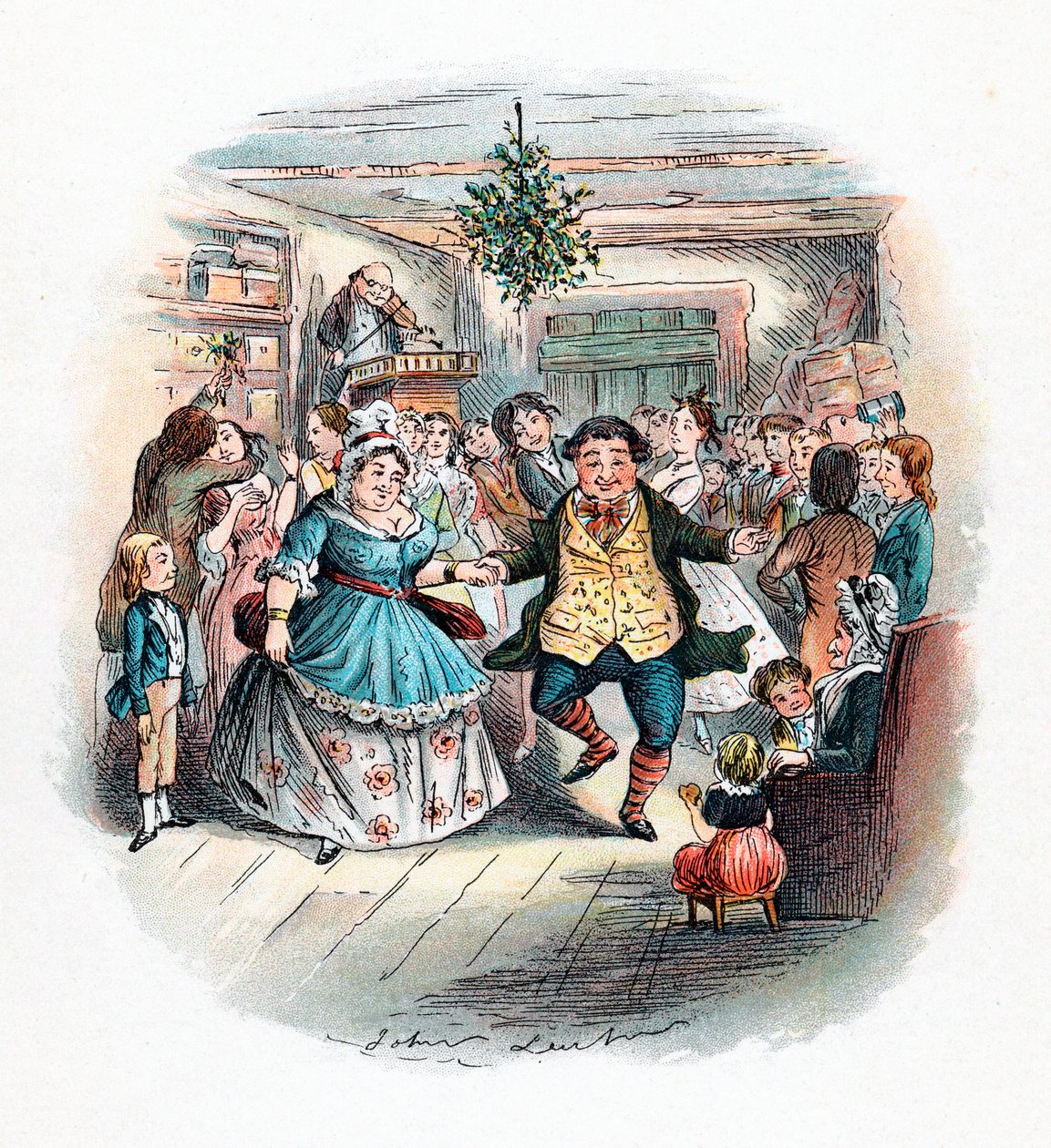 Ein Weihnachtslied: Mr. Fezziwigs Ball, 1843 von John Leech