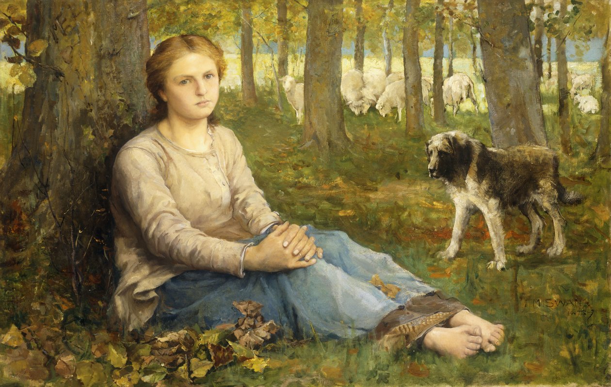 Eine Schäferin und ihre Herde von John Macallan Swan