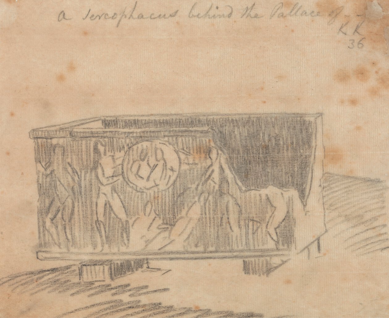 Ein Sarkophag hinter dem Palast von John Robert Cozens