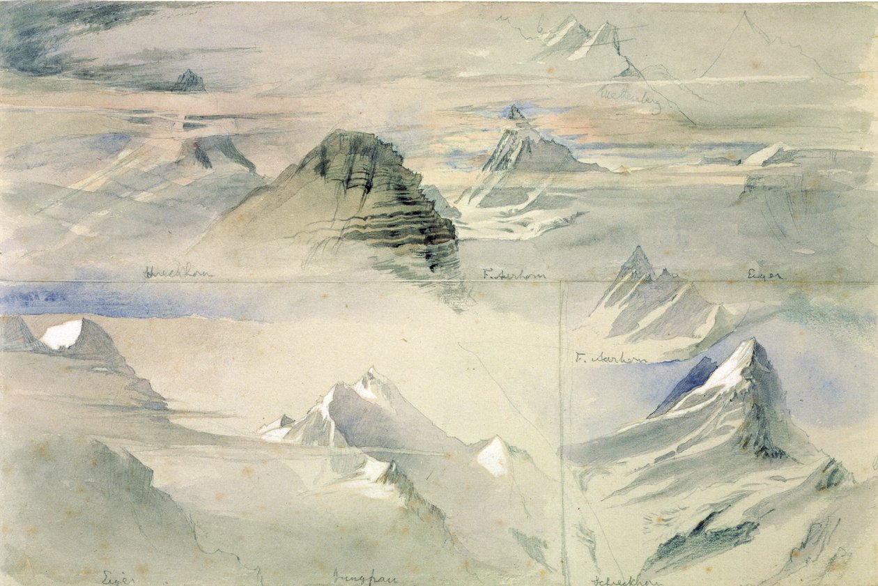 Alpengipfel: Jungfrau und andere von John Ruskin