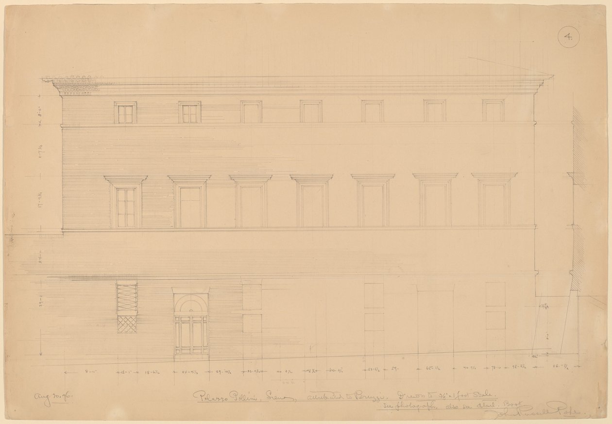 Palazzo Pollini, Siena, zugeschrieben Peruzzi von John Russell Pope