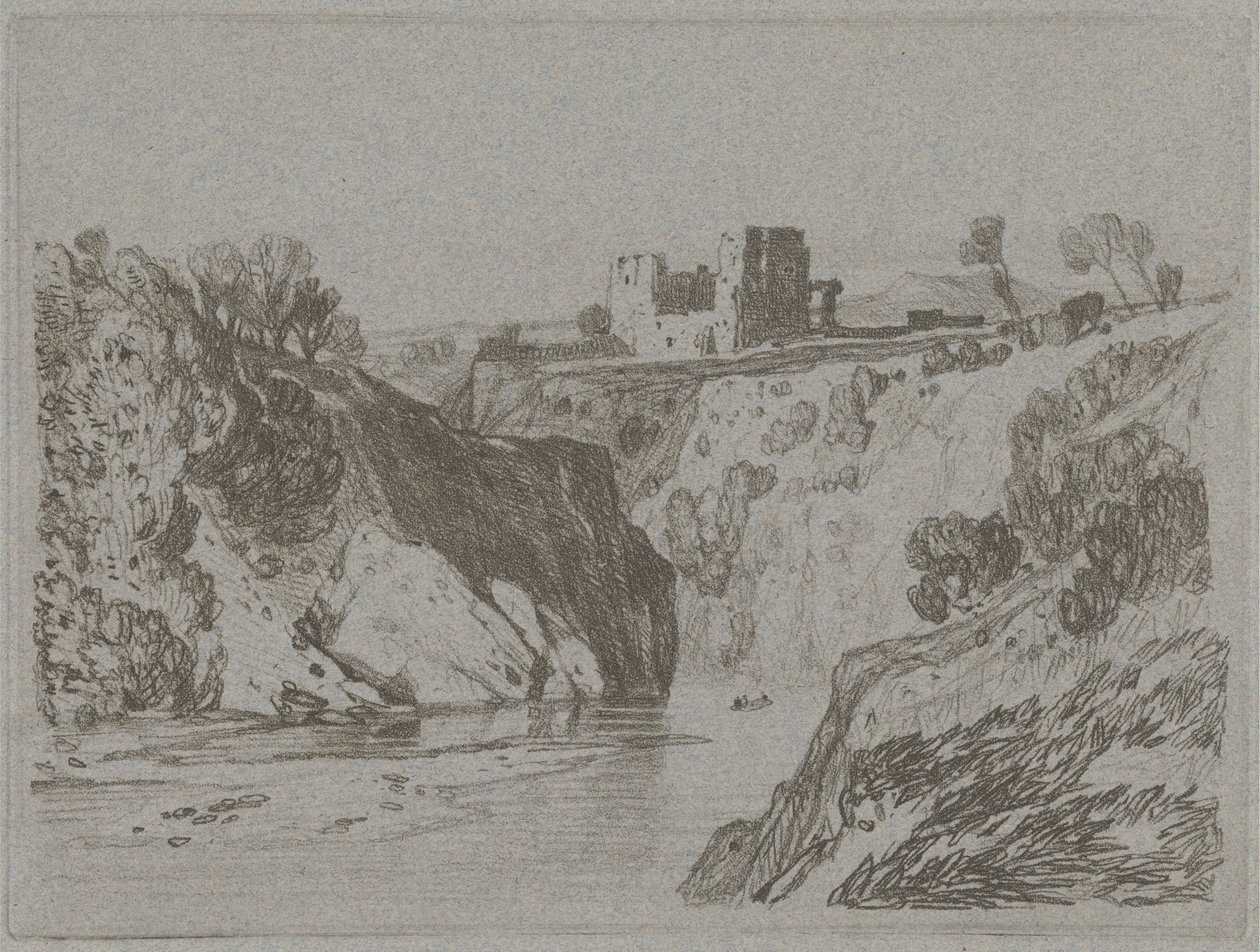 Schloss über einer felsigen Schlucht von John Sell Cotman