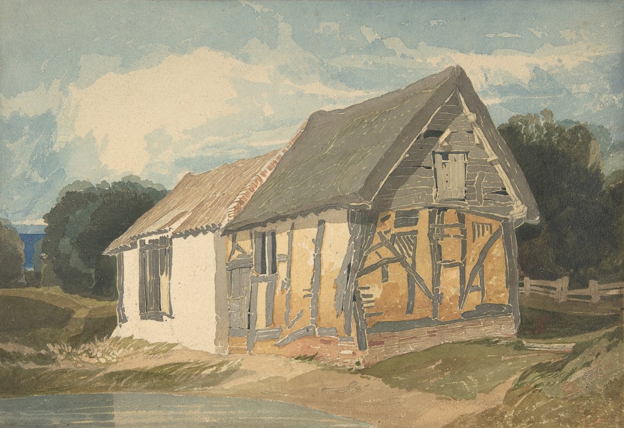 Bauernhofgebäude an einem Teich, 1808-11 von John Sell Cotman