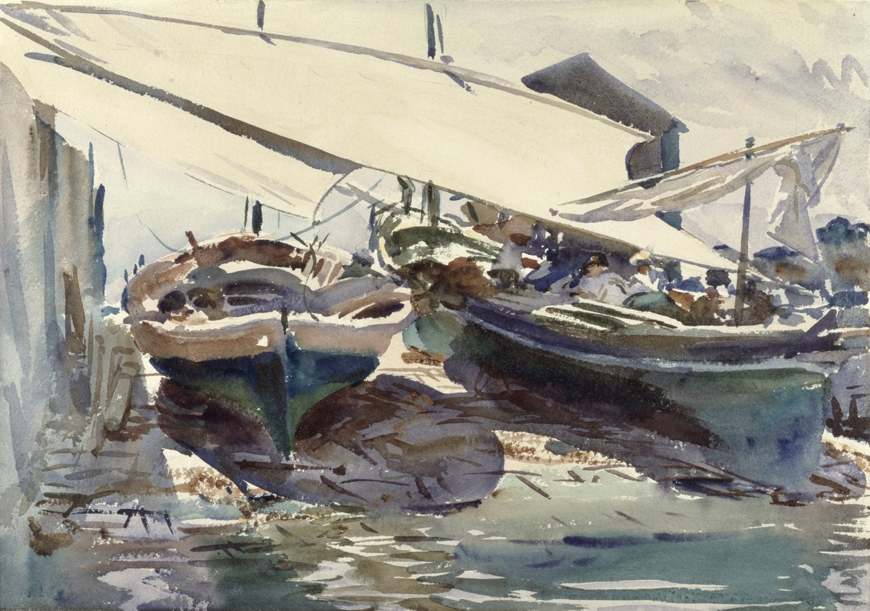 Boote an Land gezogen von John Singer Sargent