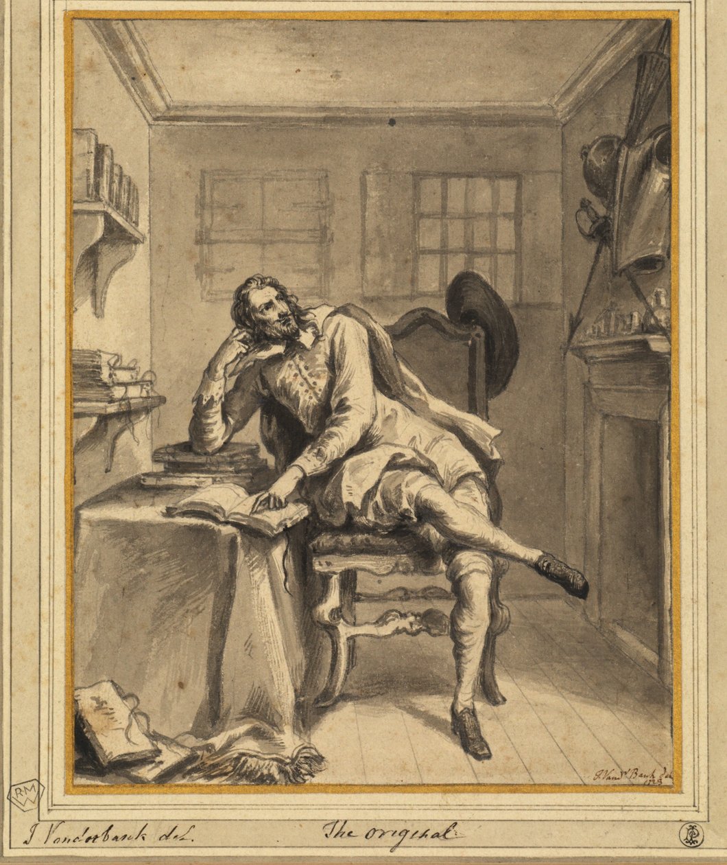 Don Quixote in seinem Arbeitszimmer von John Vanderbanck