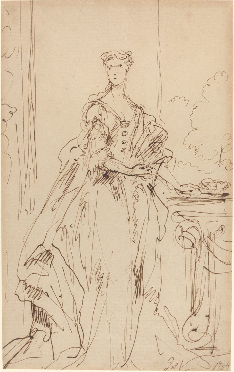 Porträt einer stehenden Dame von John Vanderbank