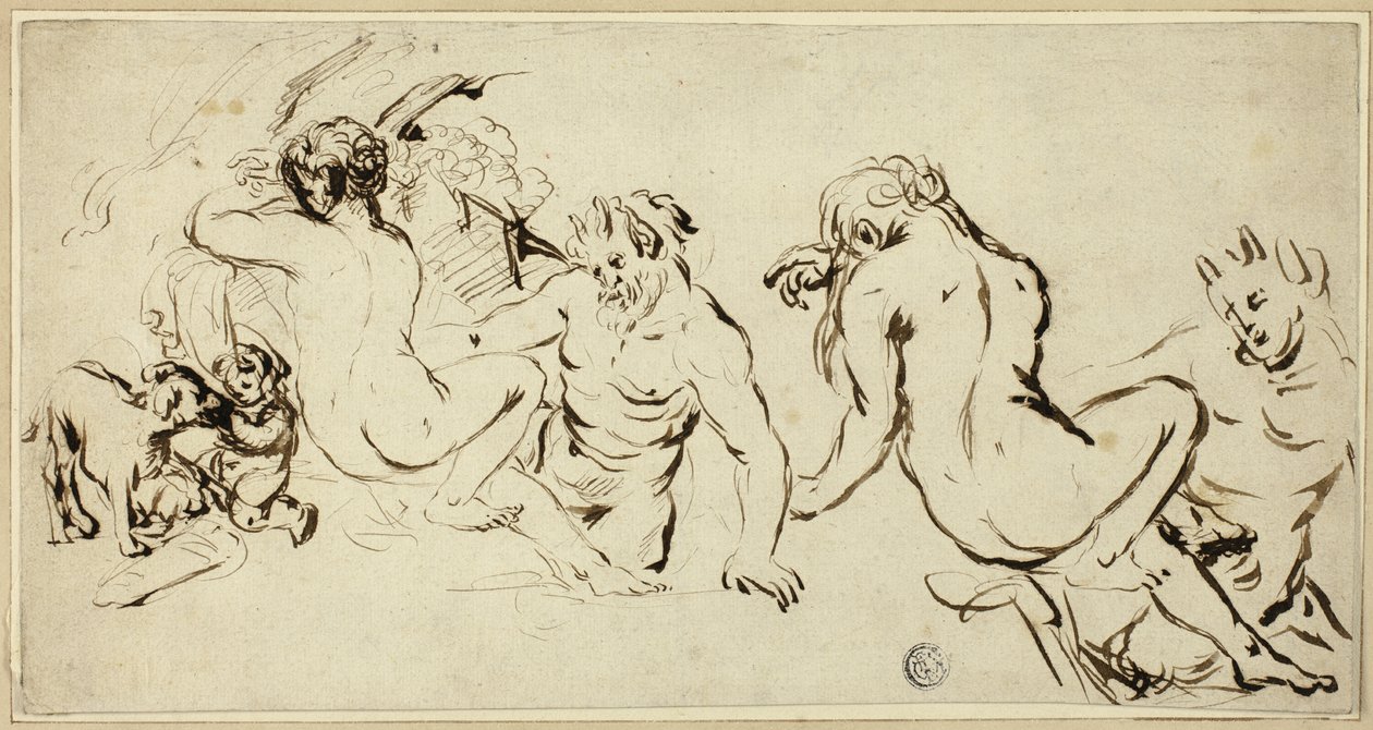 Skizzen von Nymphe, Satyr und Putto von John Vanderbank