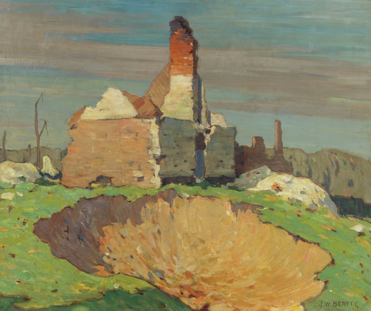 Ein Granatloch, 1914-19 von John William Beatty