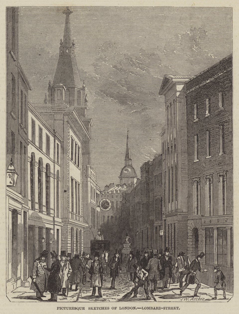 Malerische Skizzen von London, Lombard-Street von John Wykeham Archer