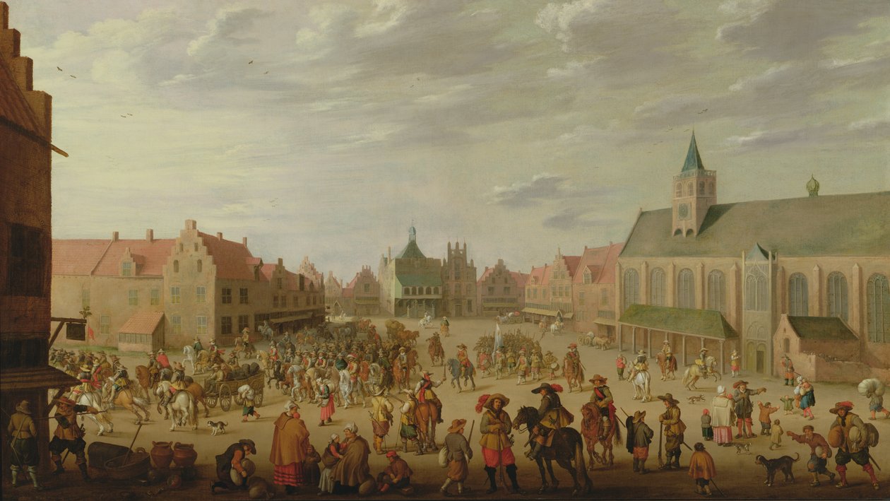Eine Militärprozession auf dem Stadtplatz von Amersfoort von Joost Cornelisz. Droochsloot