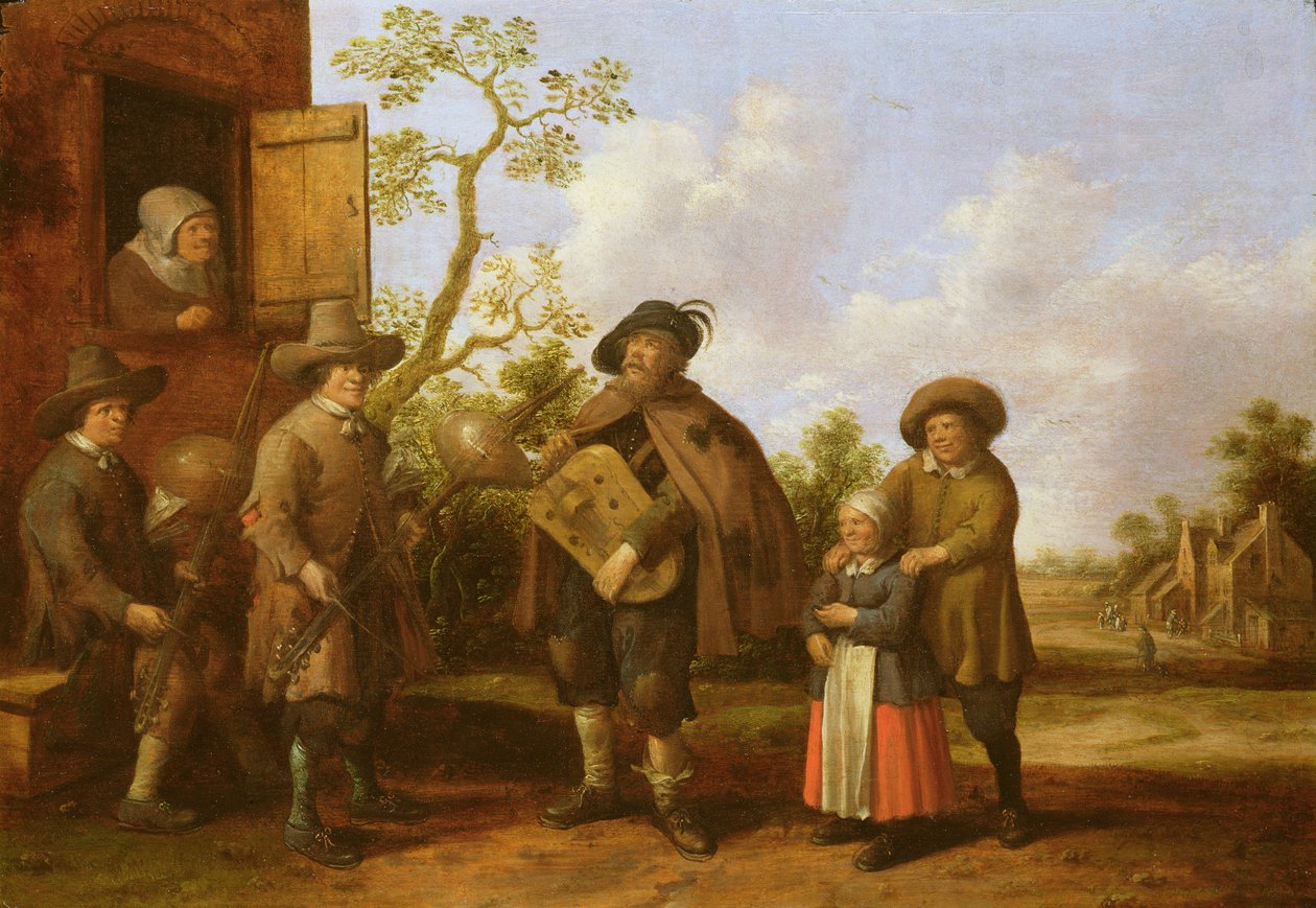Dorfszene mit Musikern, 1659 von Joost Cornelisz. Droochsloot