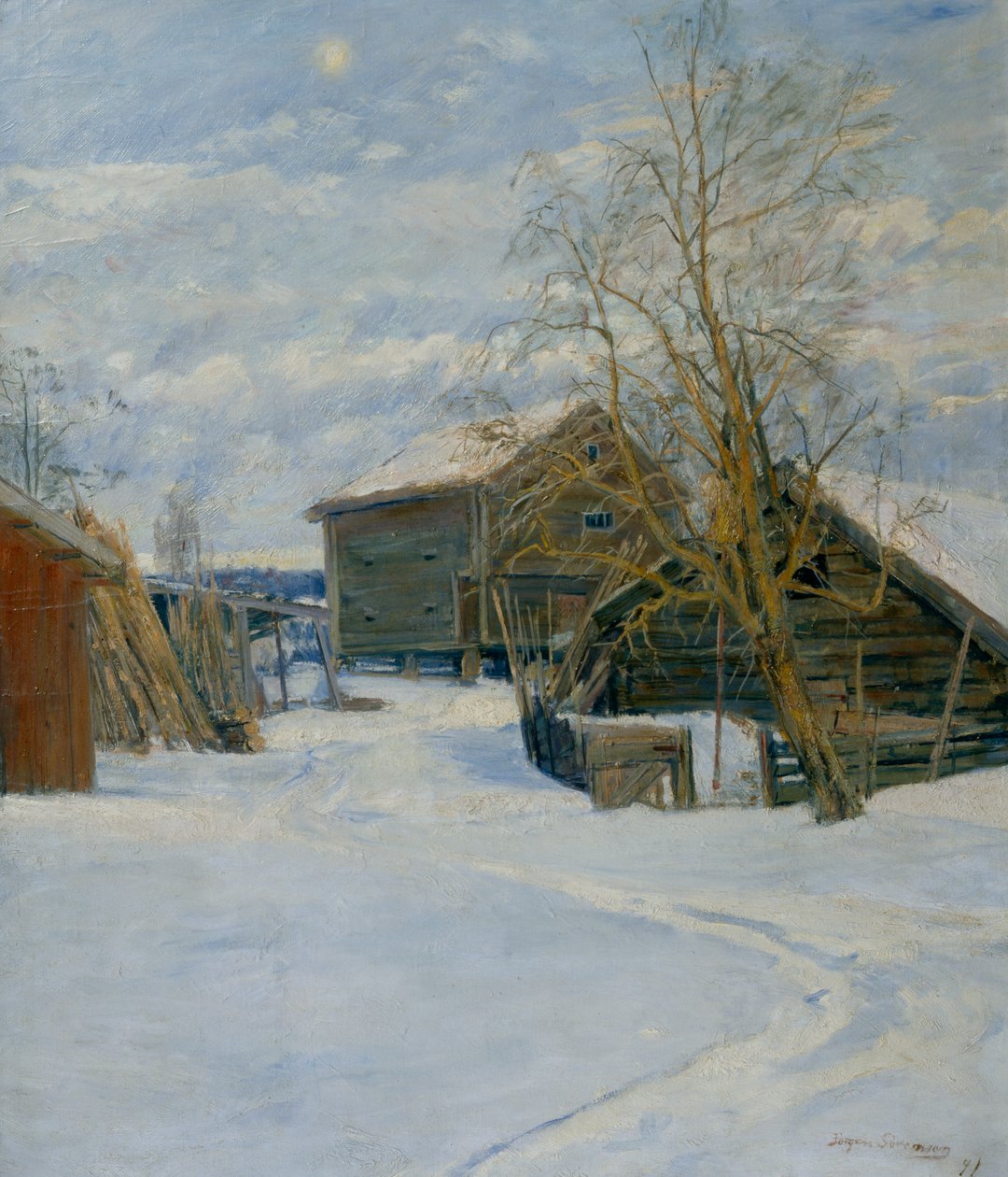 Haus in einer Winterlandschaft von Jorgen Sorensen