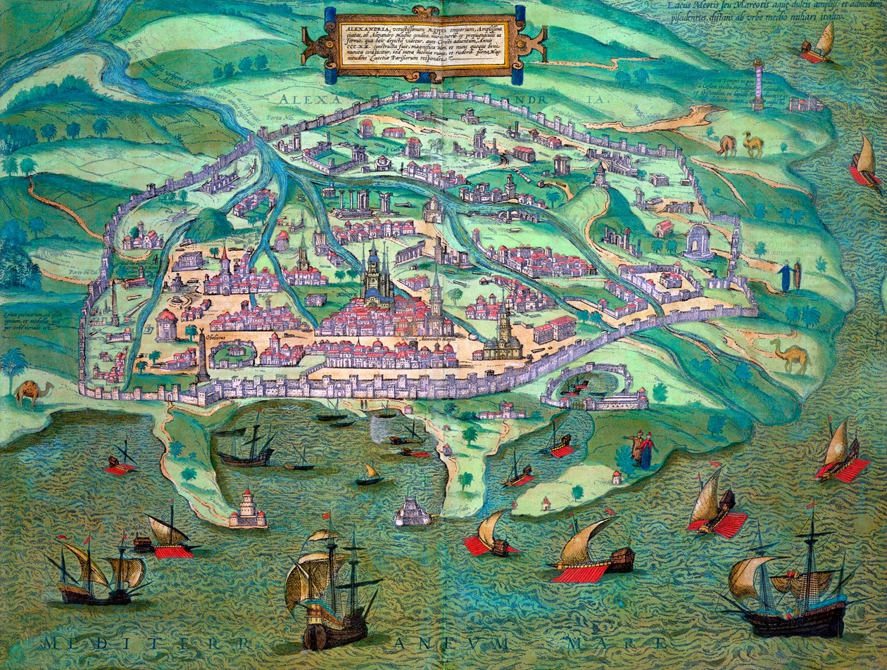 Karte von Alexandria, Ägypten von Joris Hoefnagel