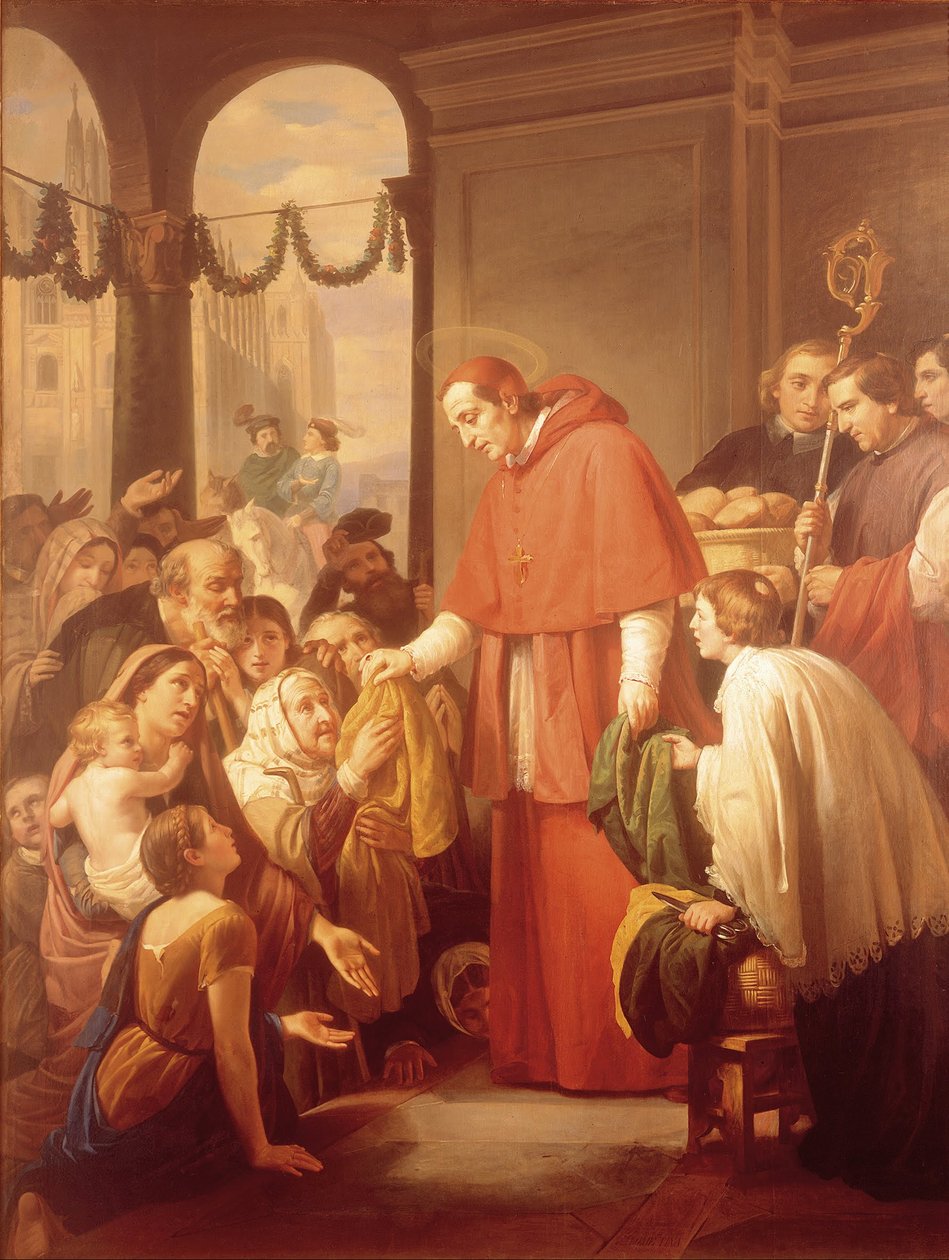 Sankt Karl Borromäus verteilt Almosen an das Volk von José Salomé Pina