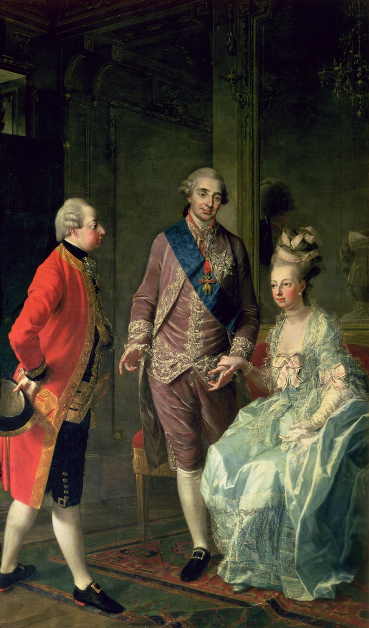 Erzherzog Maximilian Franz besucht Marie Antoinette (1755-93) und Louis XVI (1754-93) ca. 1775 von Josef Hauzinger