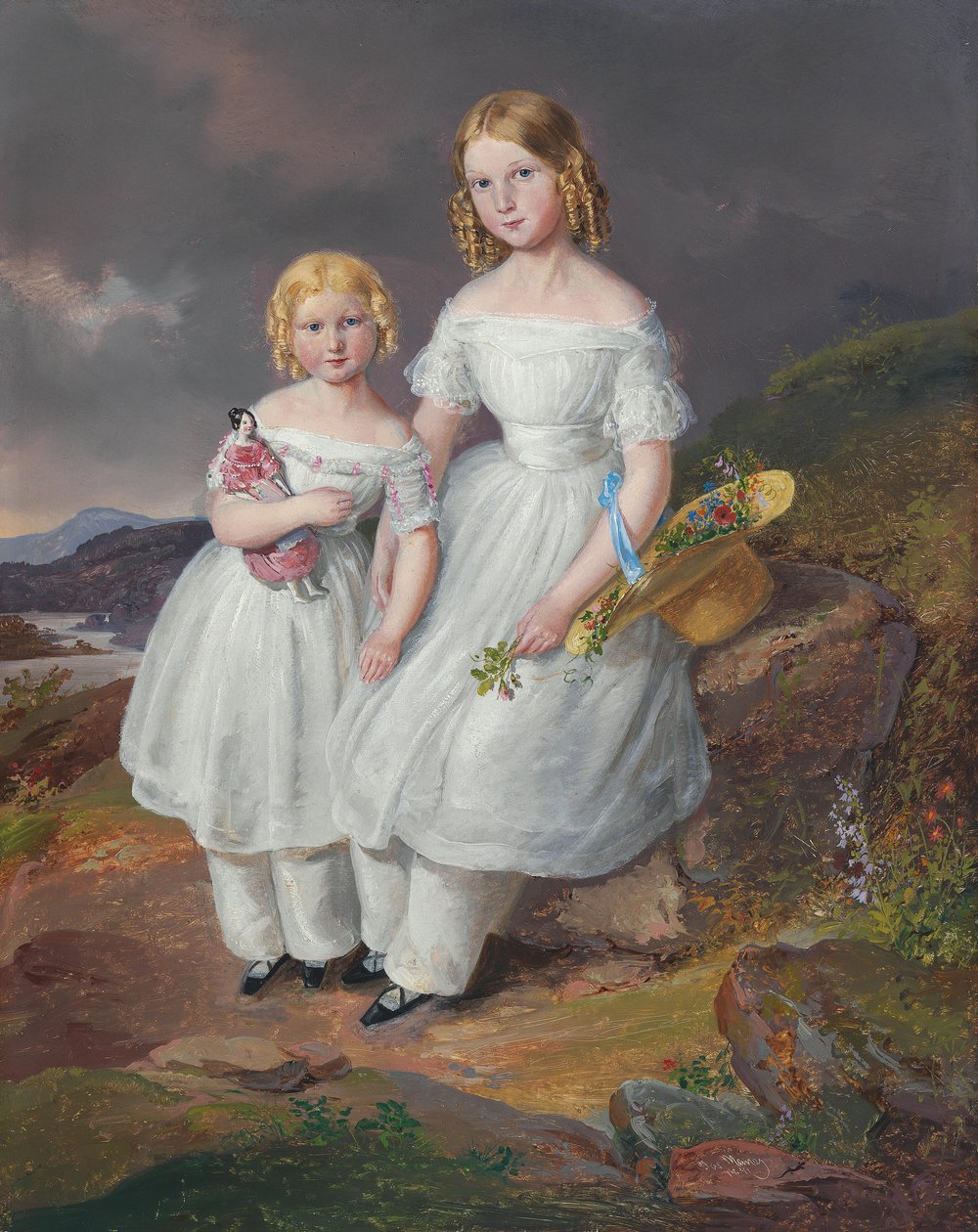 Bildnisse der Franziska Gräfin Kolowrat-Krakowsky geb. 5. Juli 1835 und Seraphine Gräfin Kolowrat-Krakowsky geb. 28. August 1838 von Josef Mánes