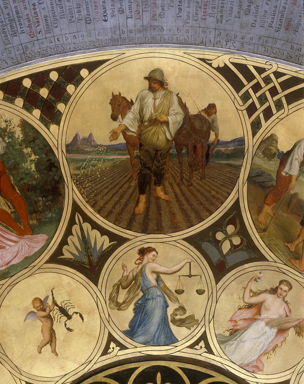 Kalenderplatte der Prager astronomischen Uhr – September, 1865-66 von Josef Mánes
