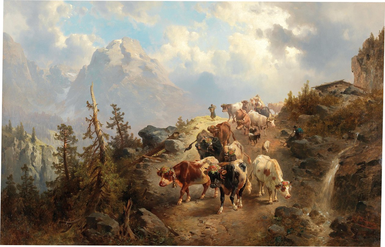 Viehtrieb von den Alpen von Josef Thoma