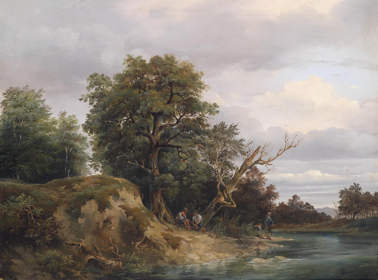 Angler am Fluss von Josef Feid