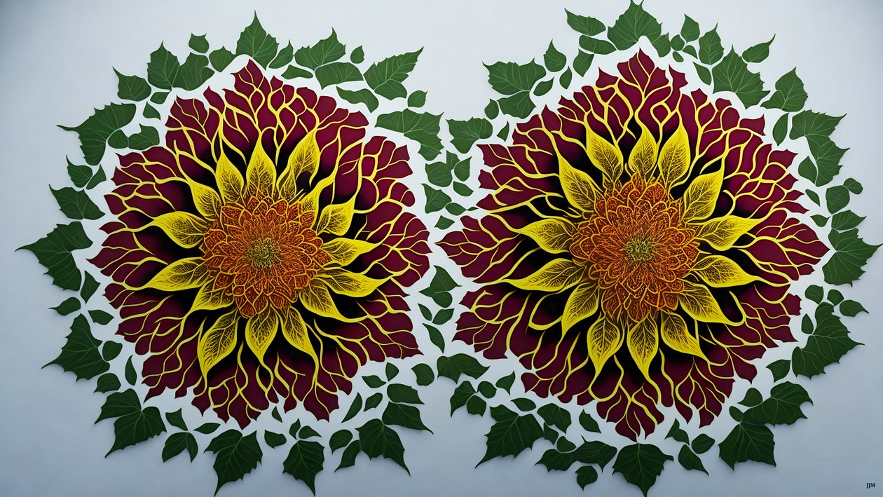 Mandala: Hibiskusblüten-Elemente_02 von Josef Johann Michel