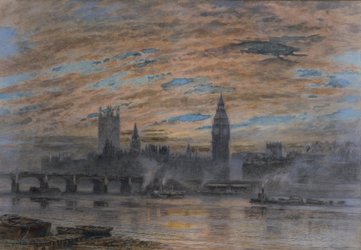 Westminster vom Surrey-Ufer, 1922 von Joseph Severn