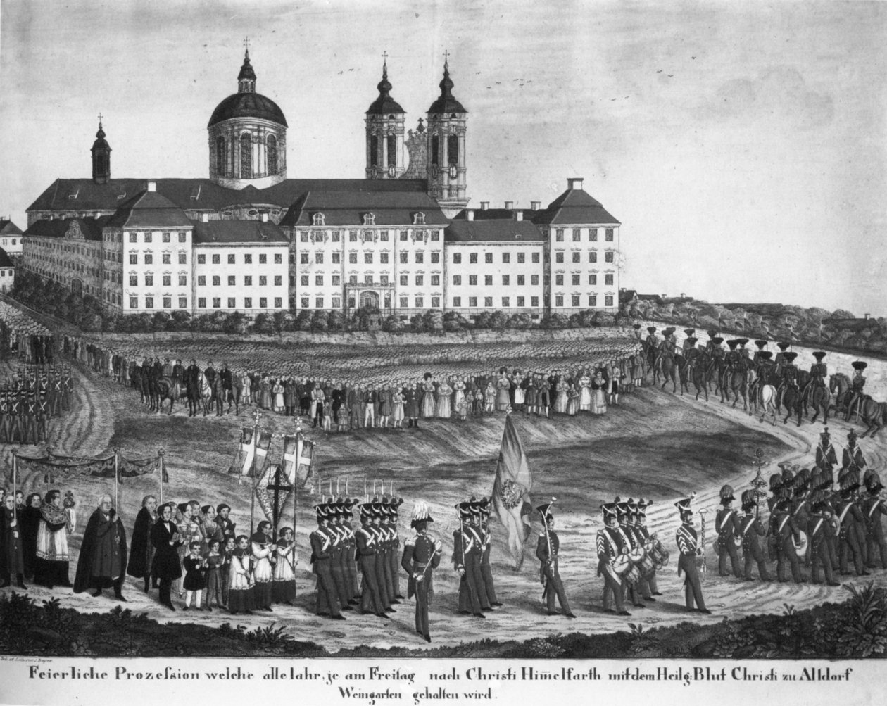 Heilig-Blut-Prozession in Altdorf-Weingarten, um 1840 (vor 1848) von Joseph Bayer
