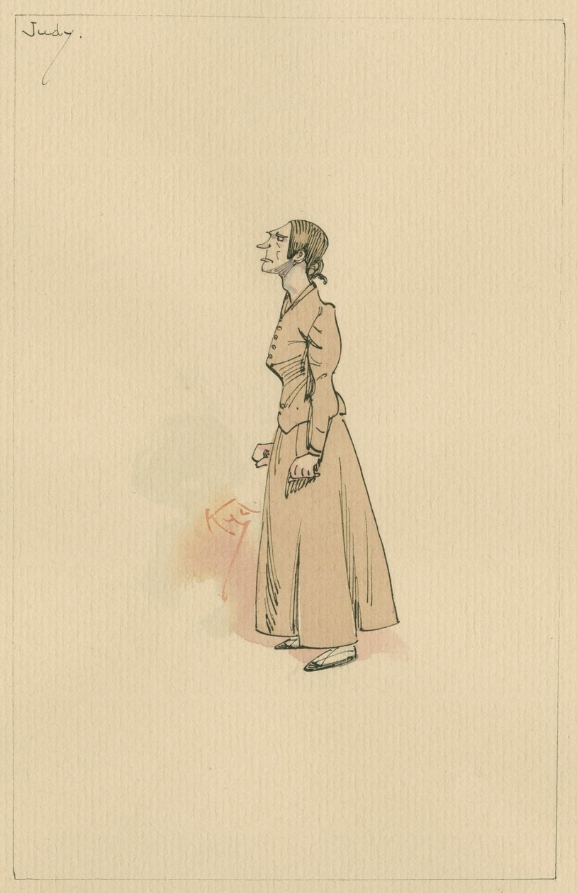 Judy Smallweed, ca. 1920er (Feder und Tinte mit Aquarell auf Papier) von Joseph Clayton Clarke