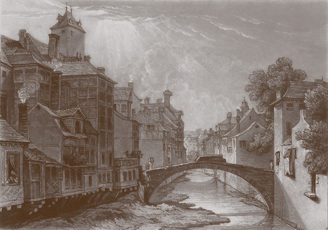 Gravur der Brücke des Baches in Lüttich von Joseph Mallord William Turner