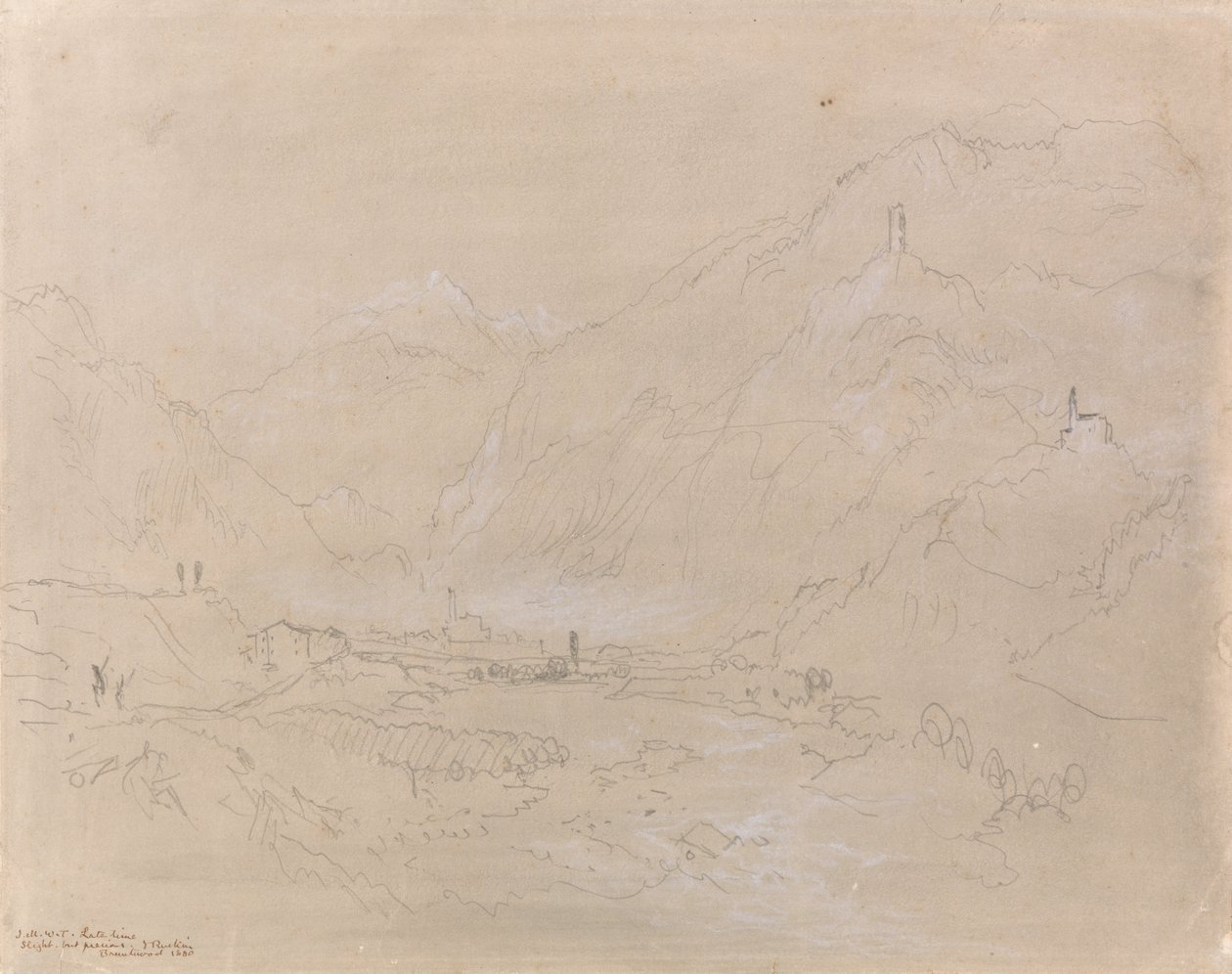 Gebirgige Landschaft mit Stadt im Tal von Joseph Mallord William Turner