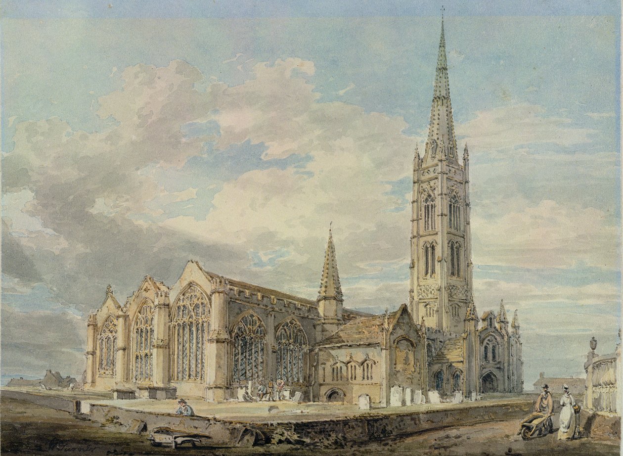 Nordostansicht der Grantham Kirche, Lincolnshire, ca. 1797 von Joseph Mallord William Turner