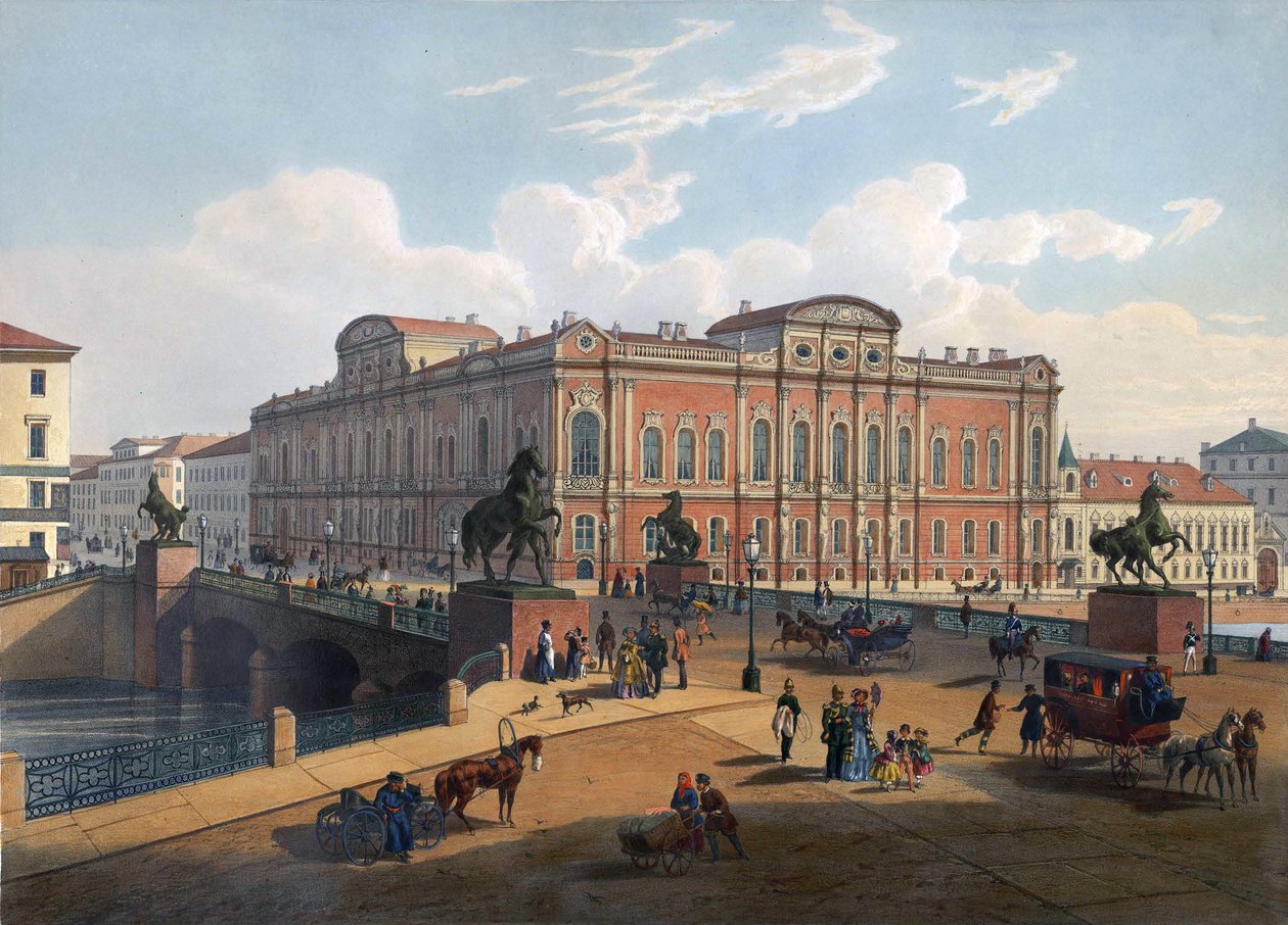 Palast und Anichkov-Brücke St. Petersburg von Joseph Maria Charlemagne Baudet