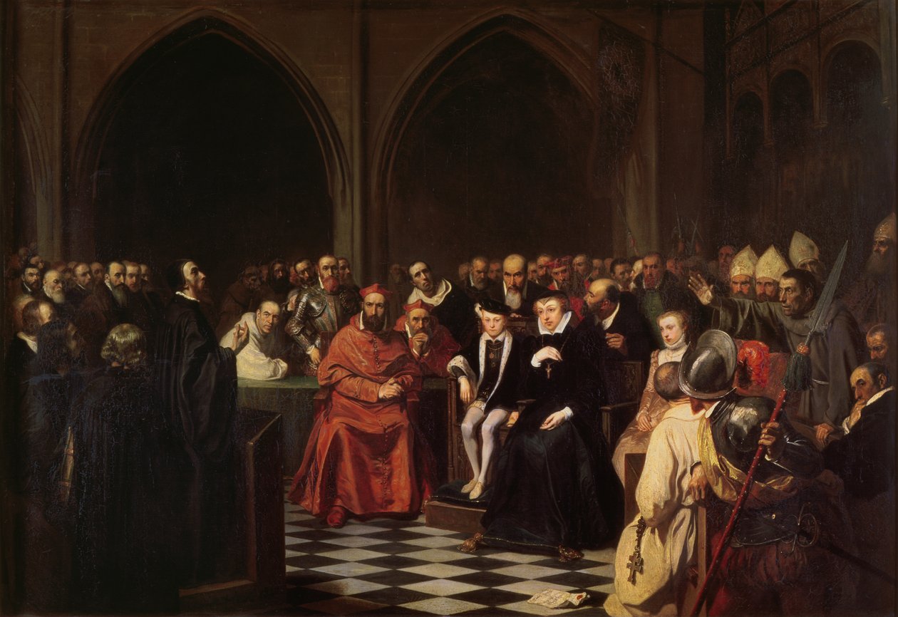 Das Kolloquium von Poissy im Jahr 1561, 1840 von Joseph Nicolas Robert Fleury