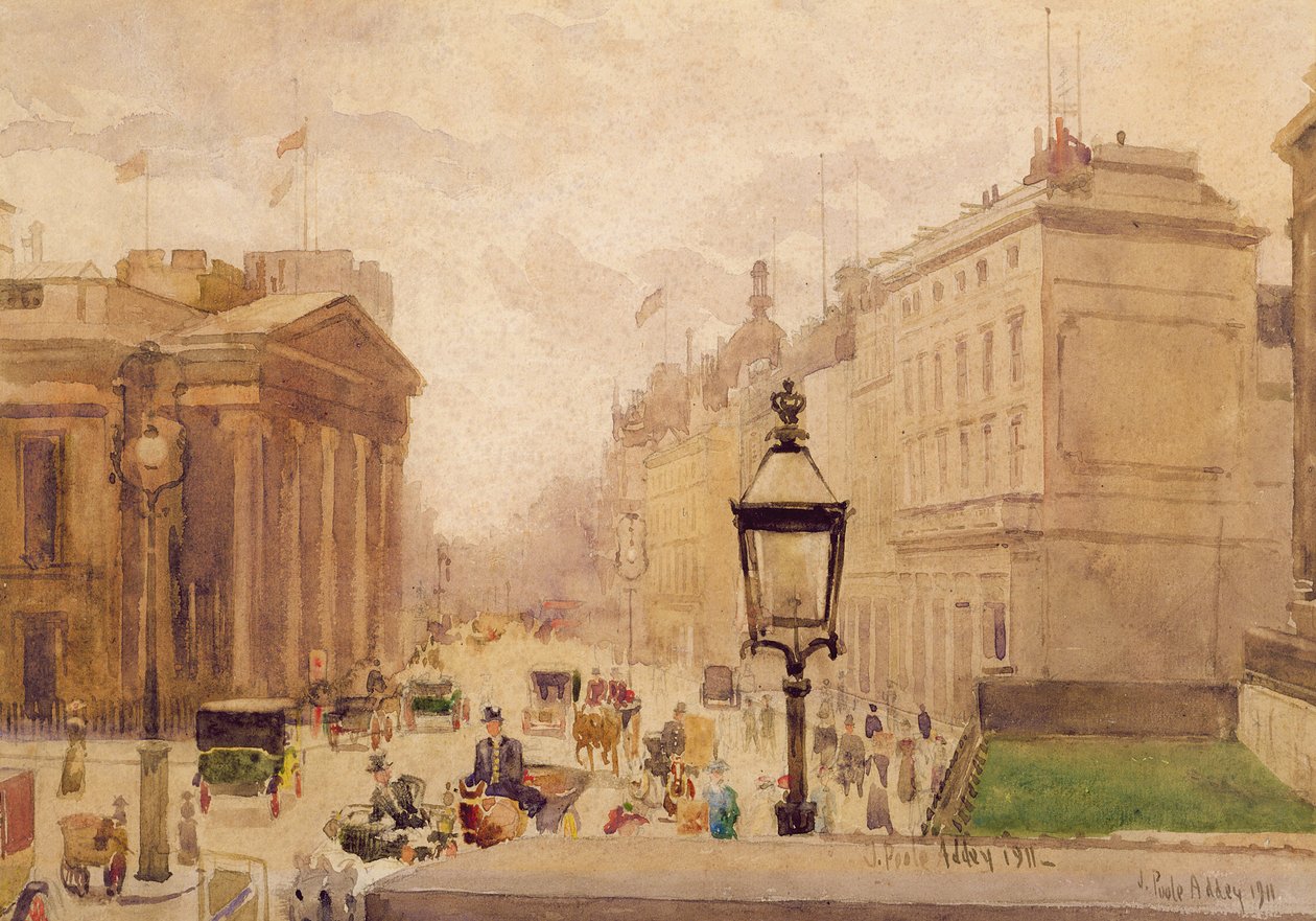 Pall Mall von der National Gallery, mit Blick auf das Royal College of Physicians, 1911 von Joseph Poole Addey