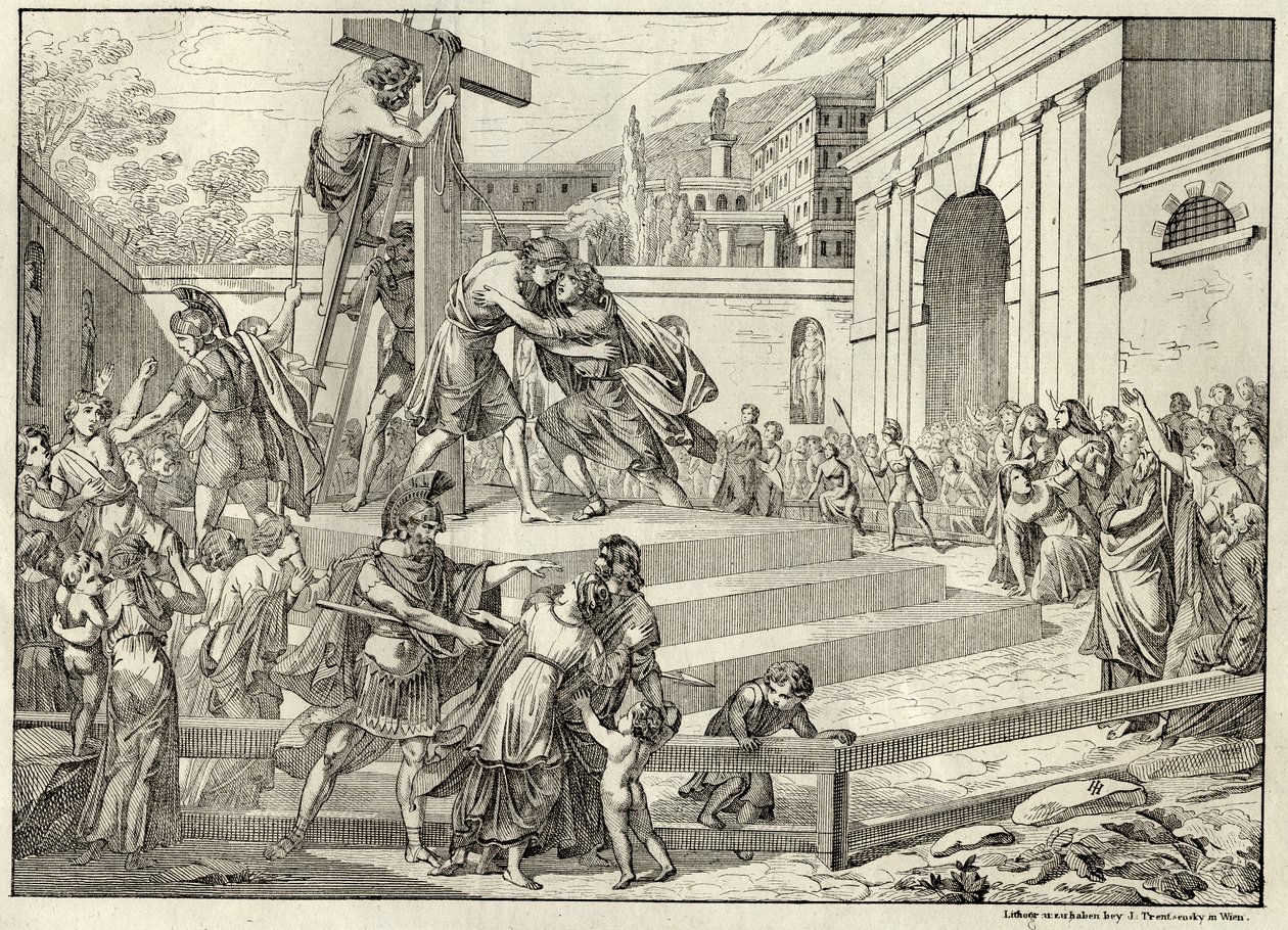 Illustration der Ballade Die Bürgschaft von Friedrich Schiller von Joseph Trentsensky