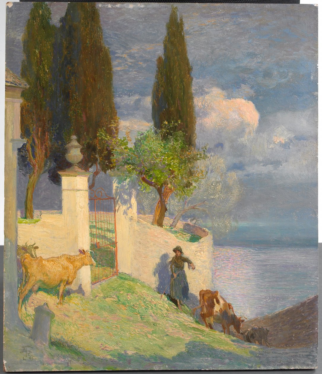 Viehtrieb, Comer See, um 1900 von Joseph Walter West